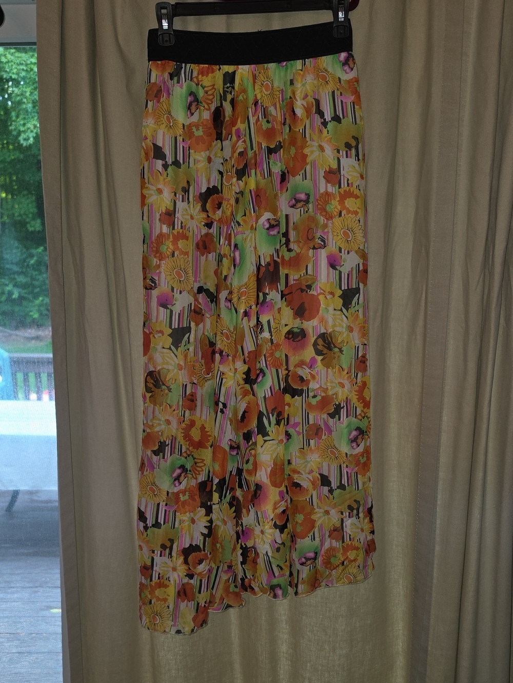 LuLaRoe Multicolor Floral Maxi Lucy Skirt Yellow, Orange, Pink And Green